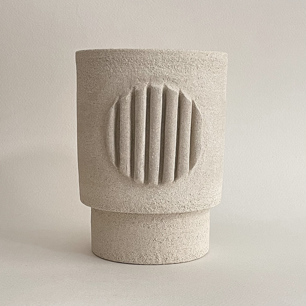Cache-pot Alba en grès blanc chamotté – Laure Pollet