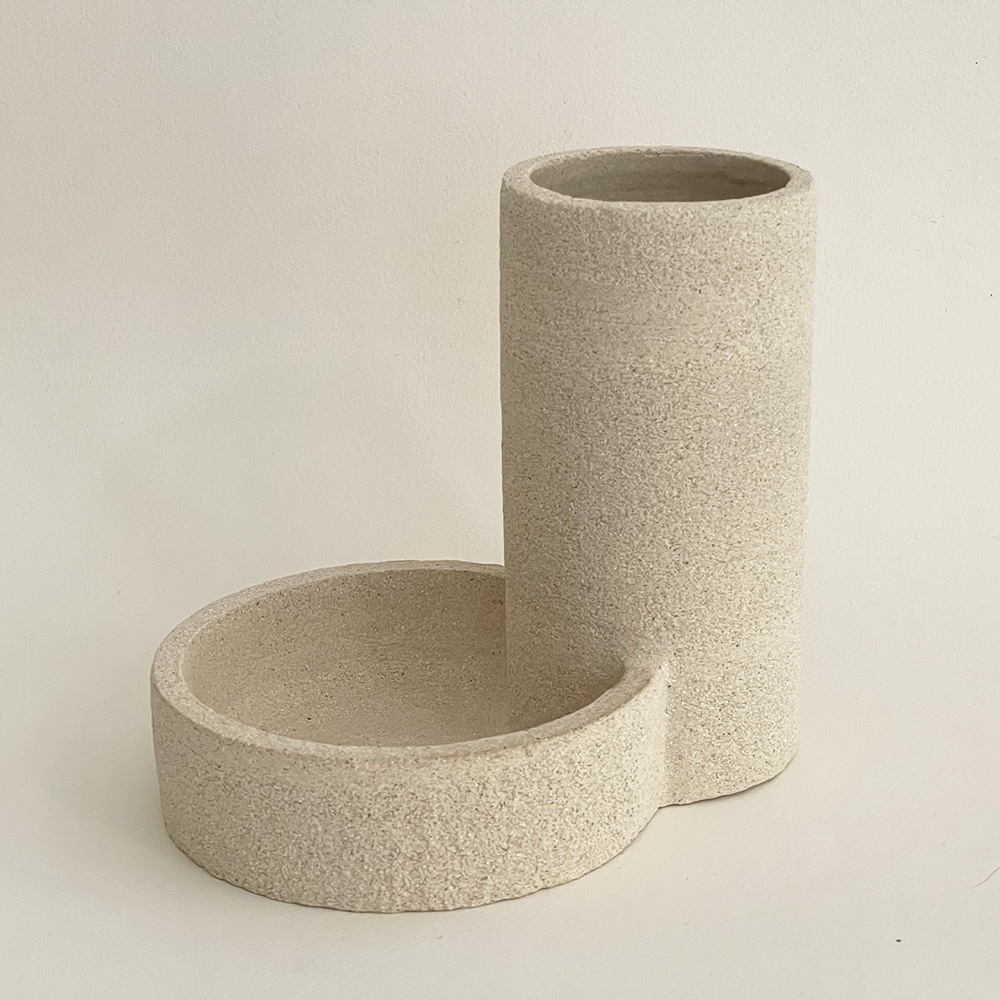 Vase Duo double en grès blanc chamotté – Laure Pollet