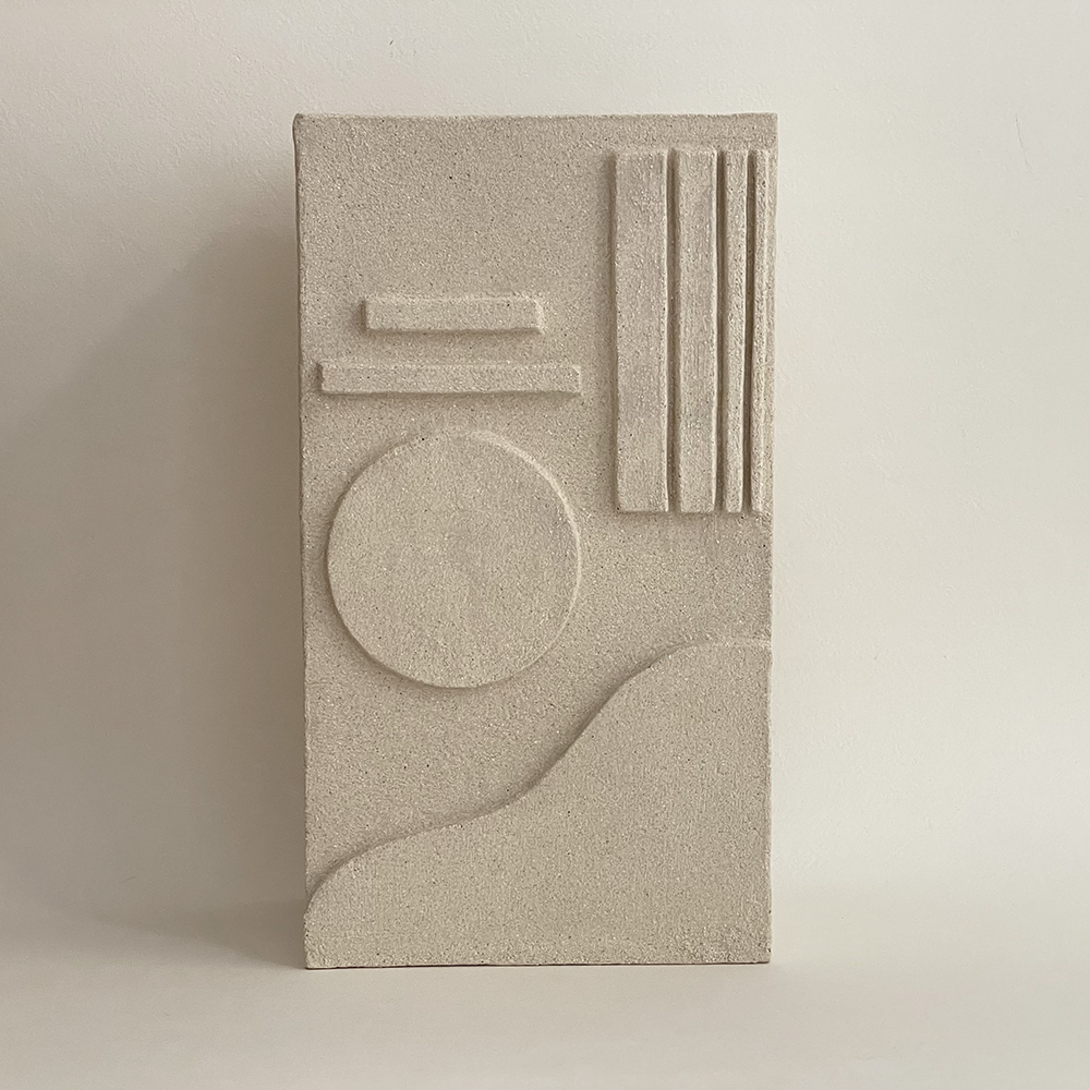 Vase Rivage rectangulaire large en grès blanc chamotté – Laure Pollet